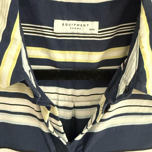 Equipment Silk Striped Sleeveless Shirt Dress Summer Dress Medium Blue Stripe - Picture 8 of 8